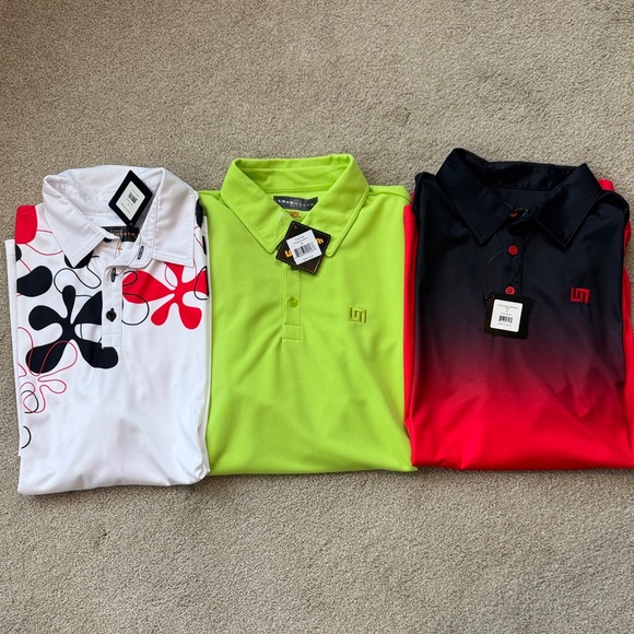 Loudmouth Men's Polo Shirts - White Green Red